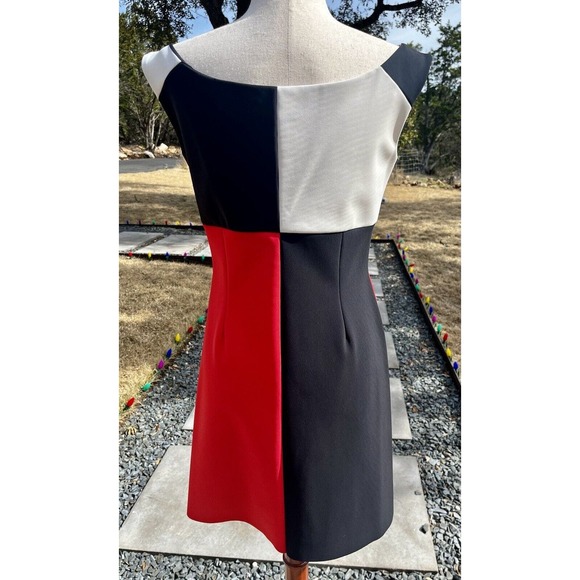 La Petite Robe Chiara Boni Black Red White Colorblock Cocktail Dress Size 44 - Picture 4 of 16